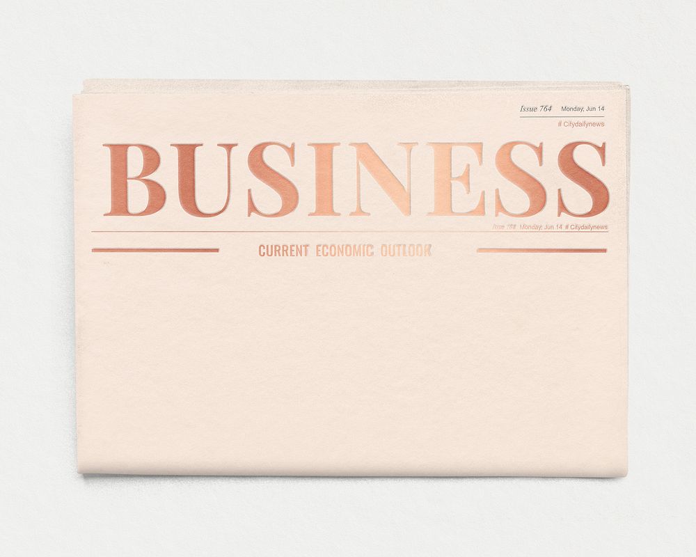 Feminine business newspaper, rose gold nameplate design