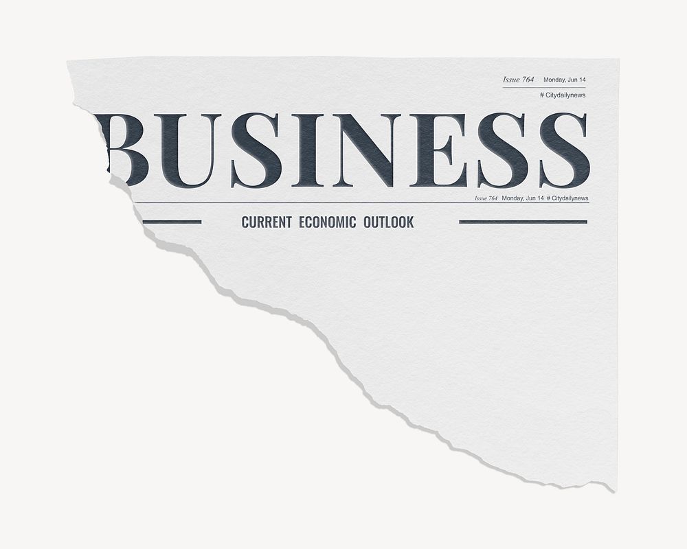 Minimal business ripped newspaper, modern nameplate design