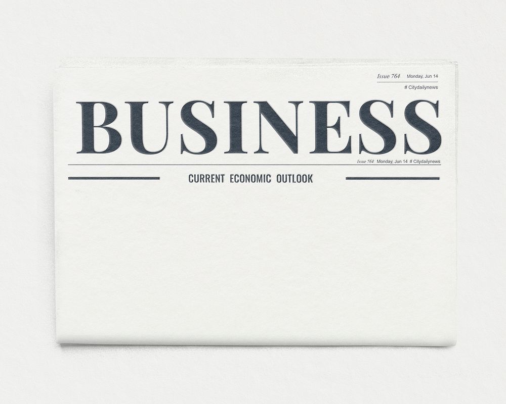 Minimal business newspaper, front page with design space