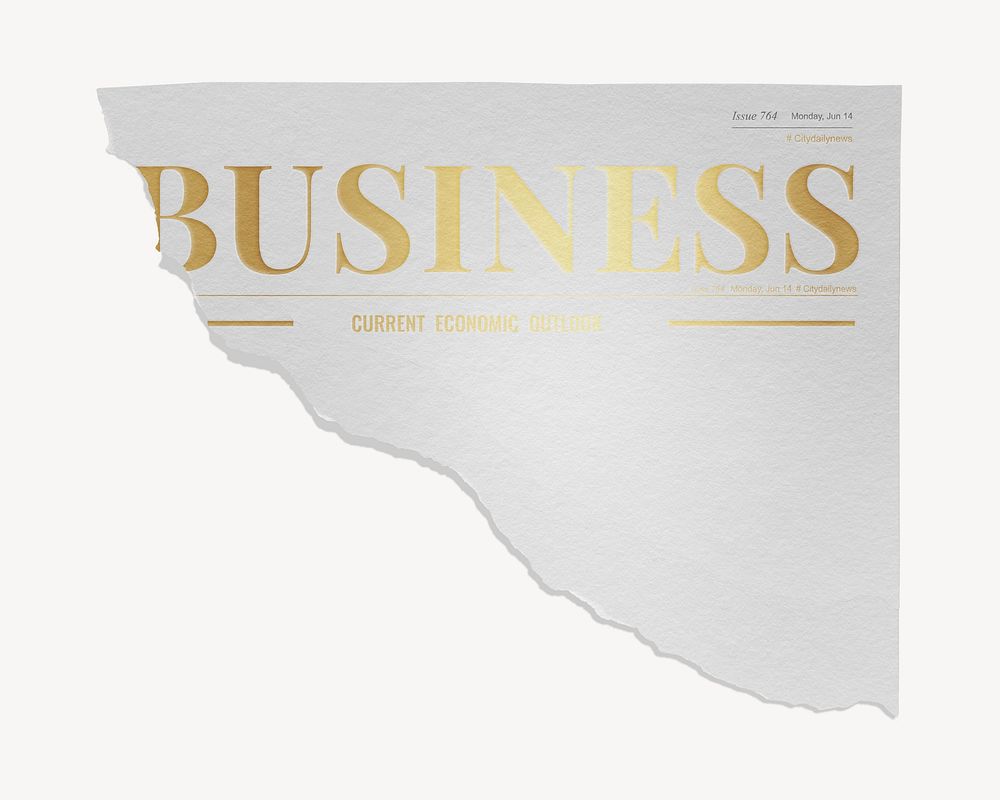 Modern business ripped newspaper, gold nameplate design