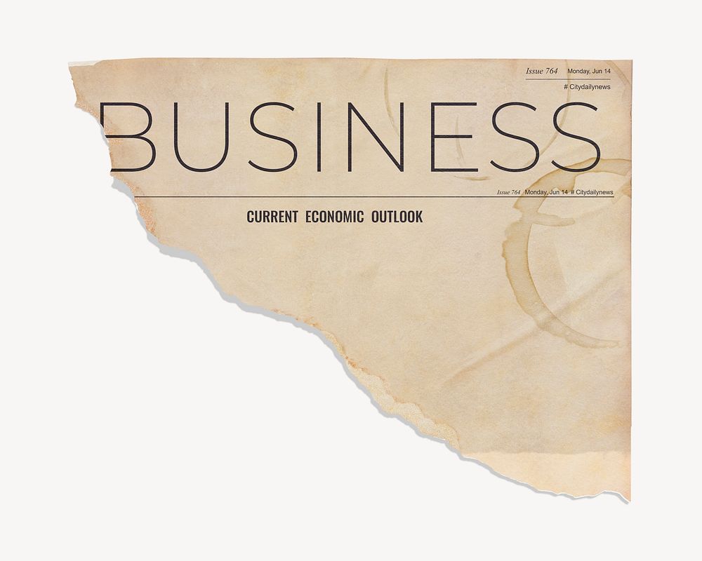 Ripped business newspaper, vintage publishing design