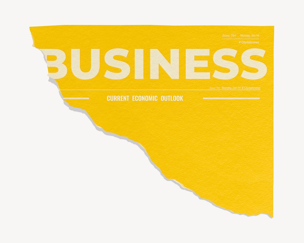 Yellow business ripped newspaper, modern nameplate design