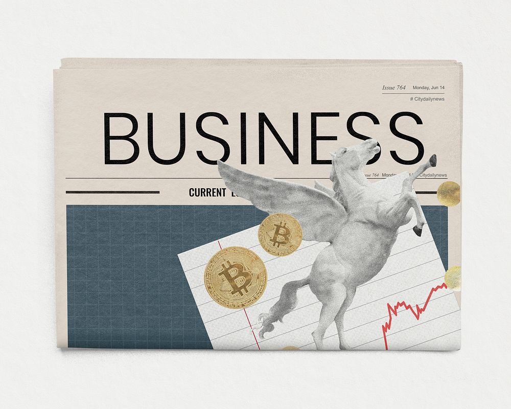 Cryptocurrency trading newspaper, business headline