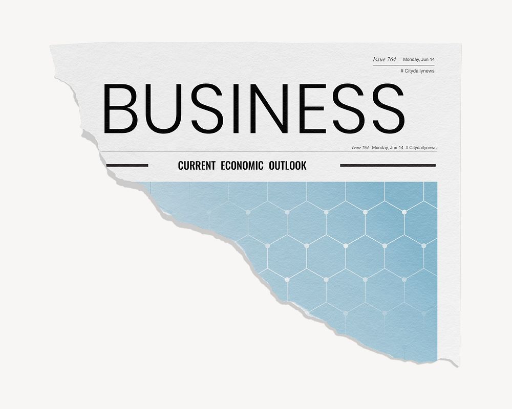 Ripped business newspaper, modern nameplate with design space