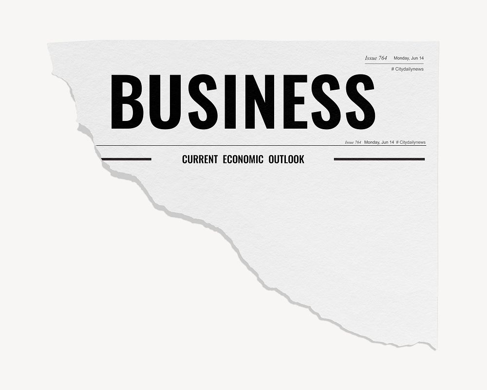 Ripped business newspaper, modern nameplate with design space