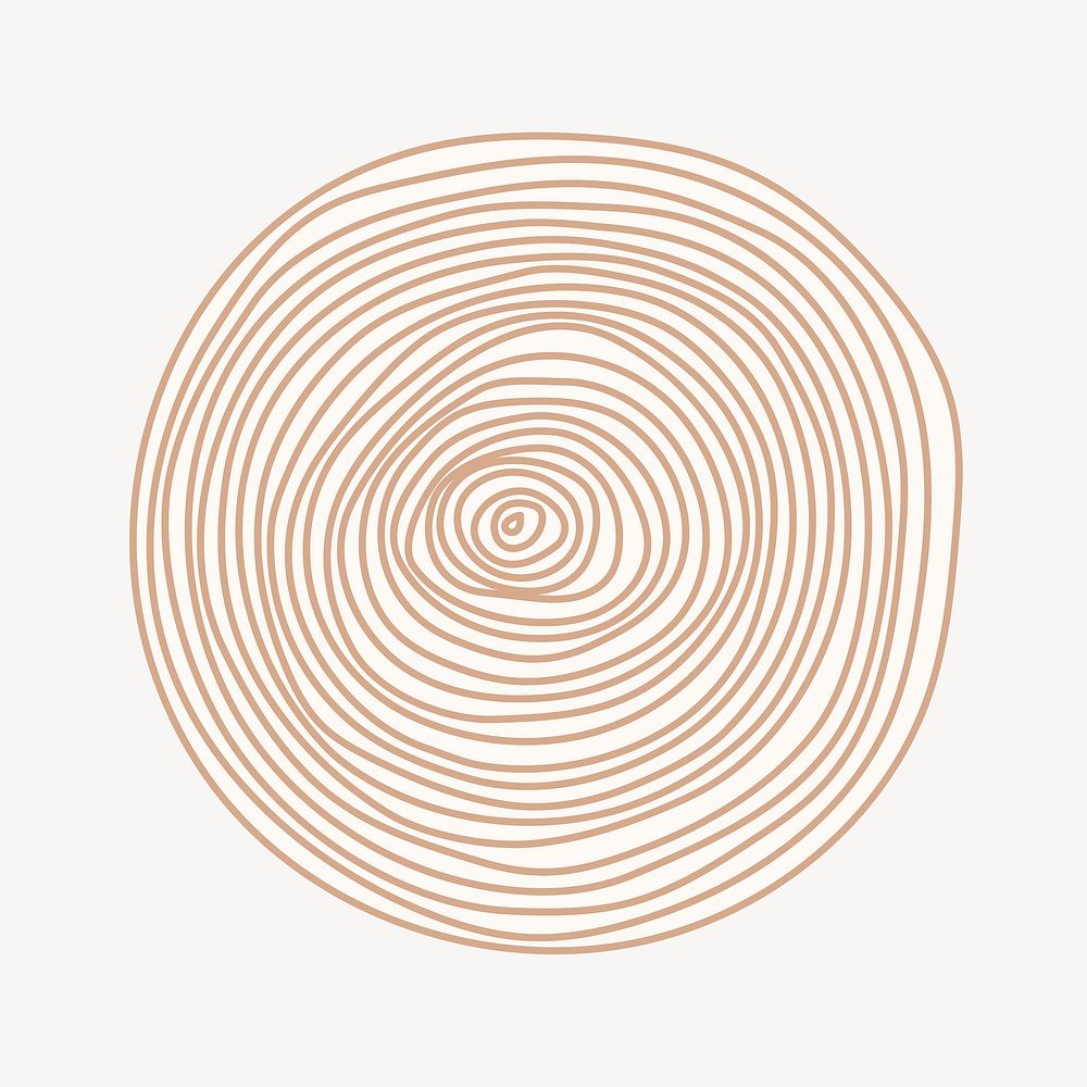 Brown spiral round shape collage element, modern design psd