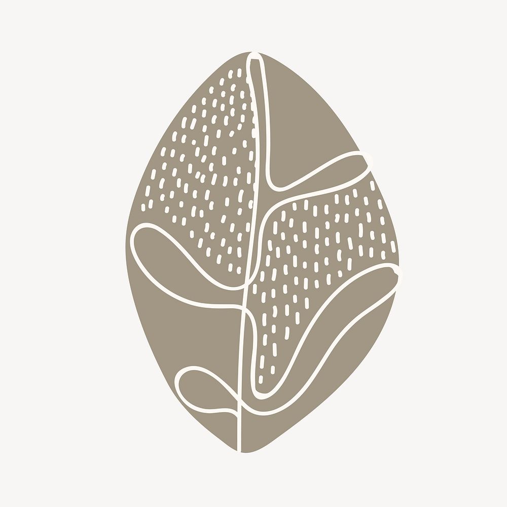 Leaf shape doodle, abstract botanical design