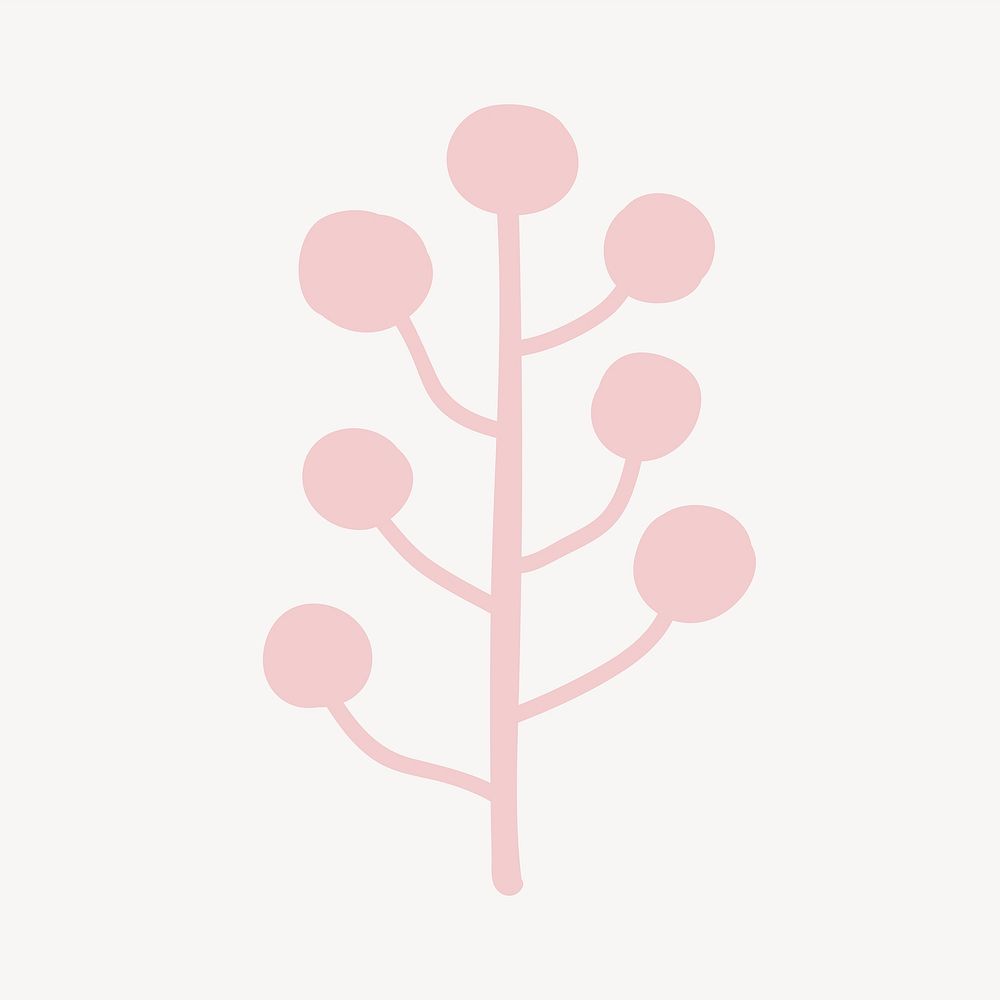 Pink leaf doodle, botanical design 