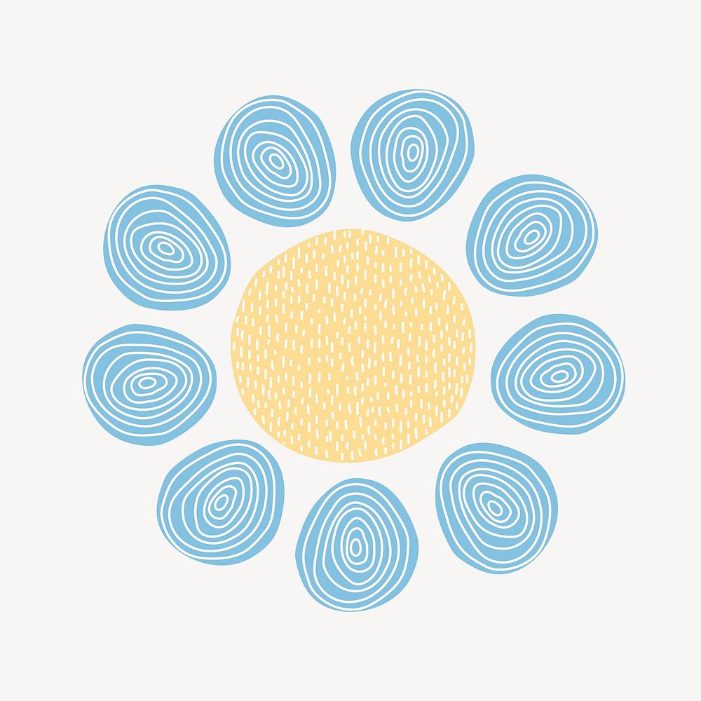 Blue flower, patterned doodle design