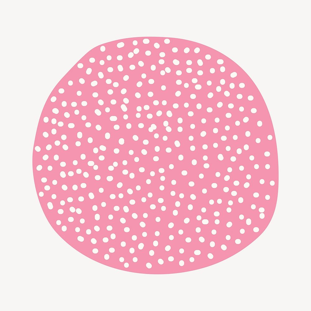 Pink dotted round shape collage element, modern design psd