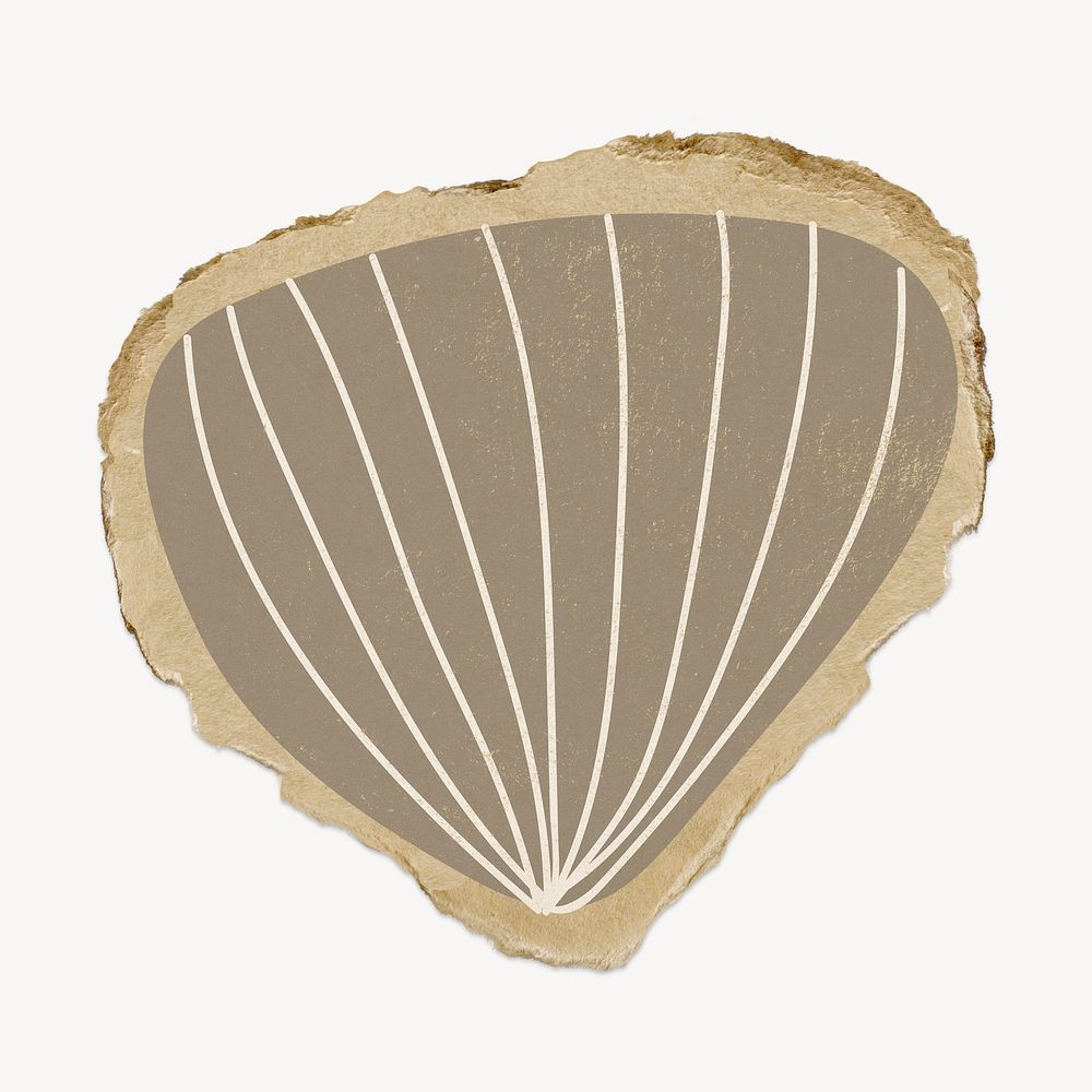 Brown shell doodle shape, abstract ripped paper design