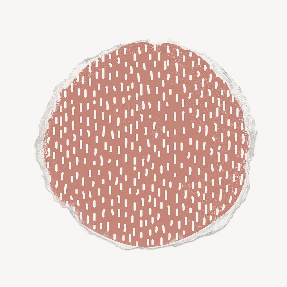 Pink dots circle shape collage element, ripped paper design psd