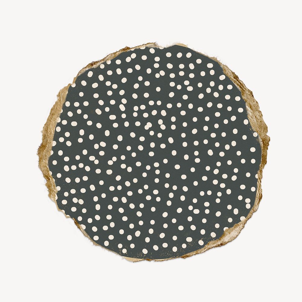 Gray dots patterned round shape, torn paper design