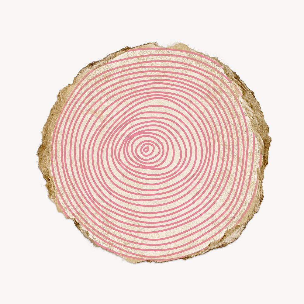 Spiral pink round shape collage element, torn paper design psd