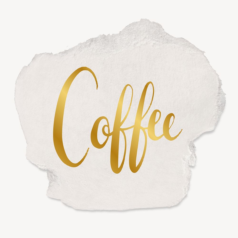 Coffee word, torn paper typography