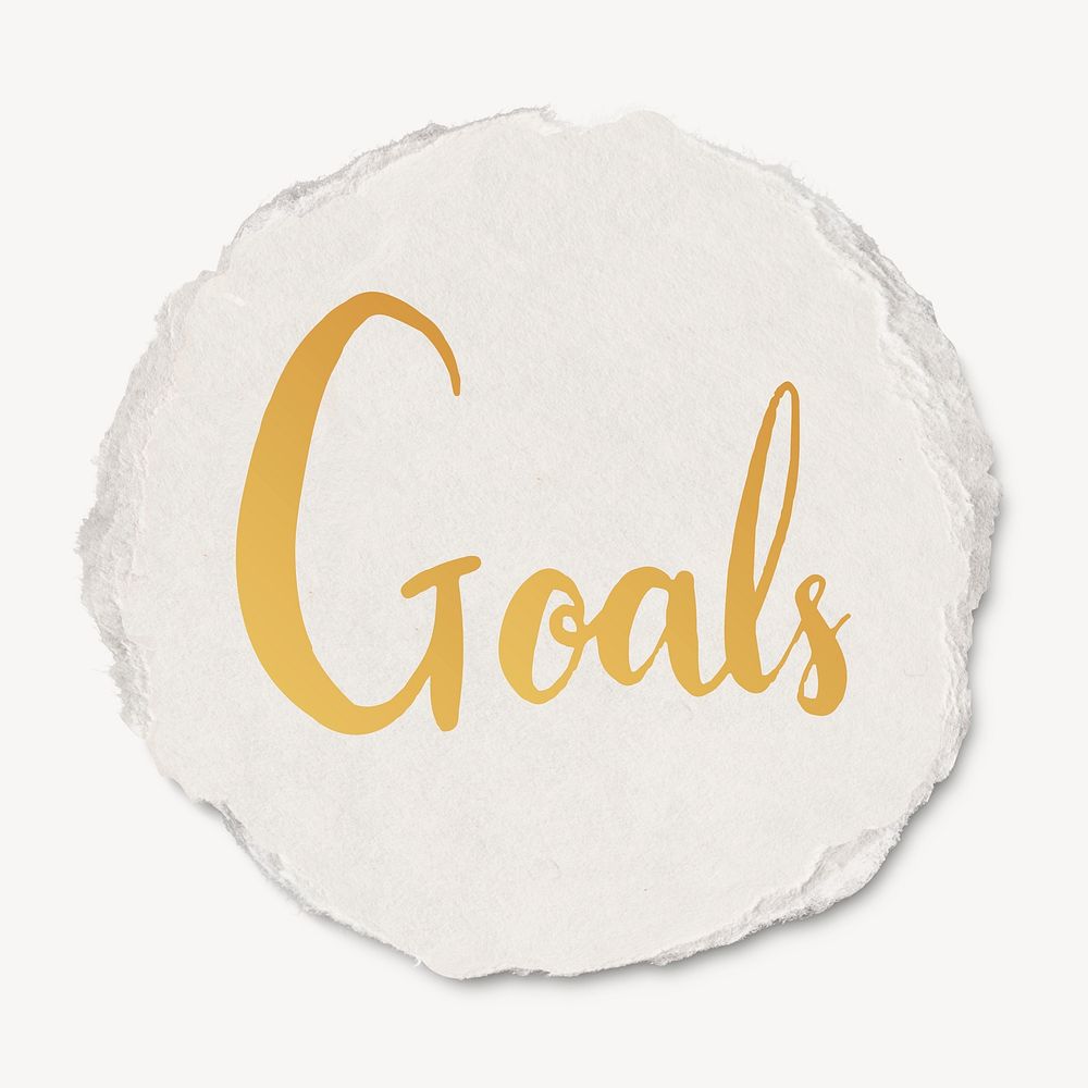 Goals word, torn paper typography psd