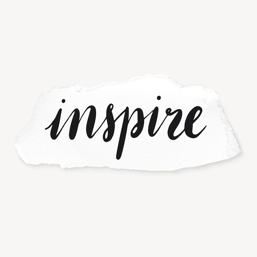 Inspire word, torn paper typography psd