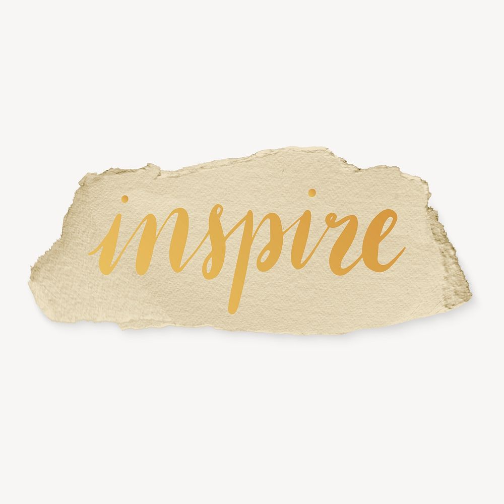 Inspire word, ripped paper typography psd
