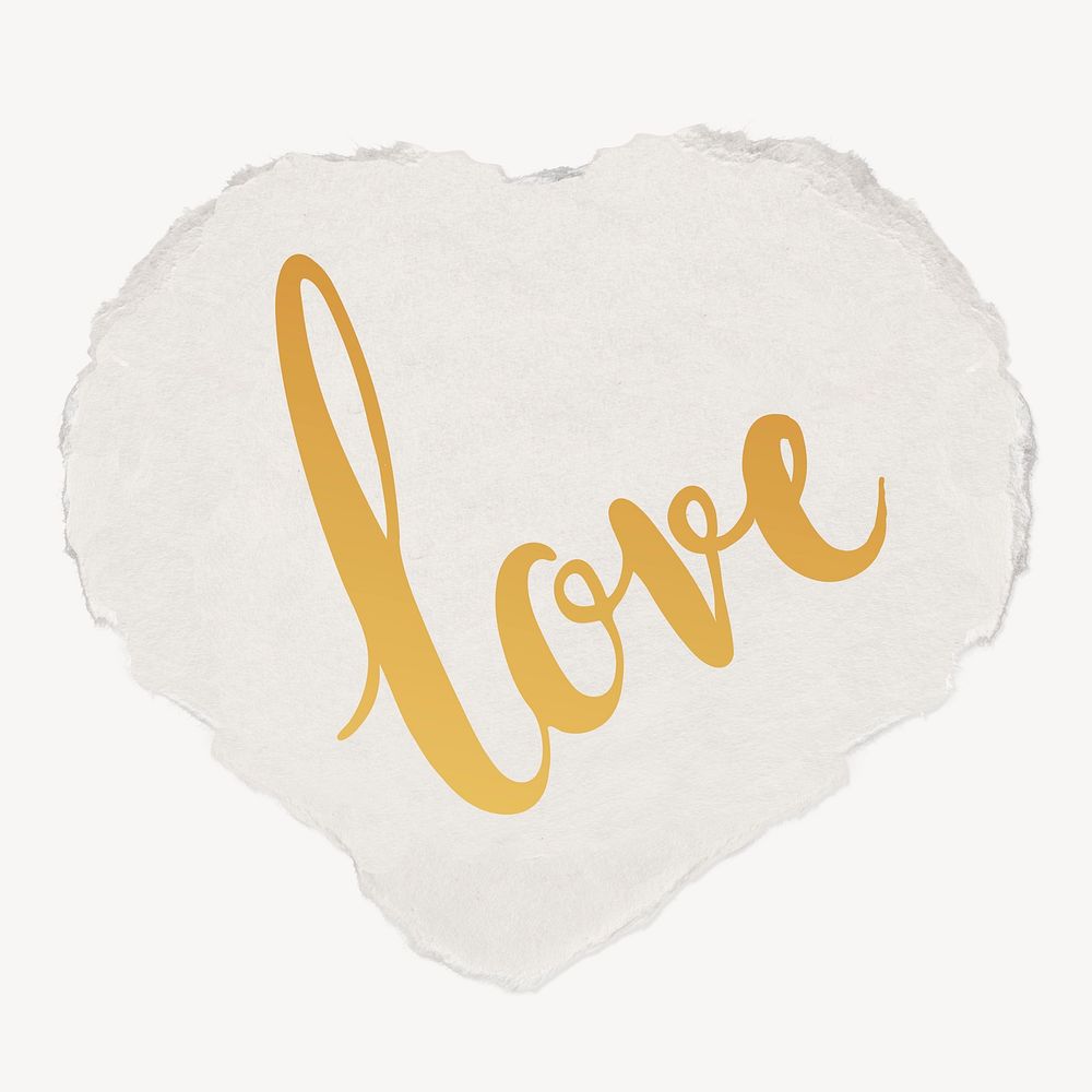 Love word, torn paper typography psd