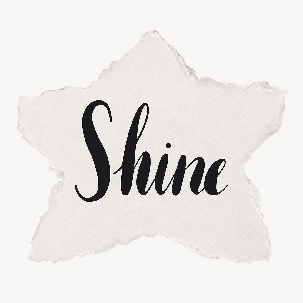 Shine word, torn paper typography psd