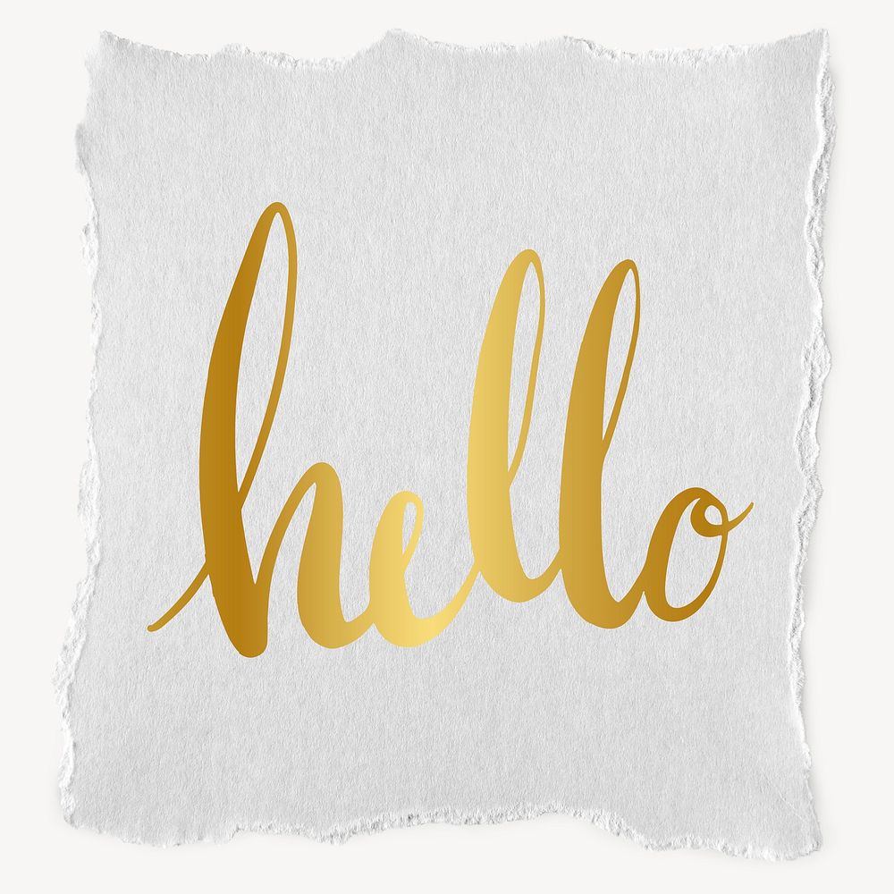 Hello word, torn paper typography psd