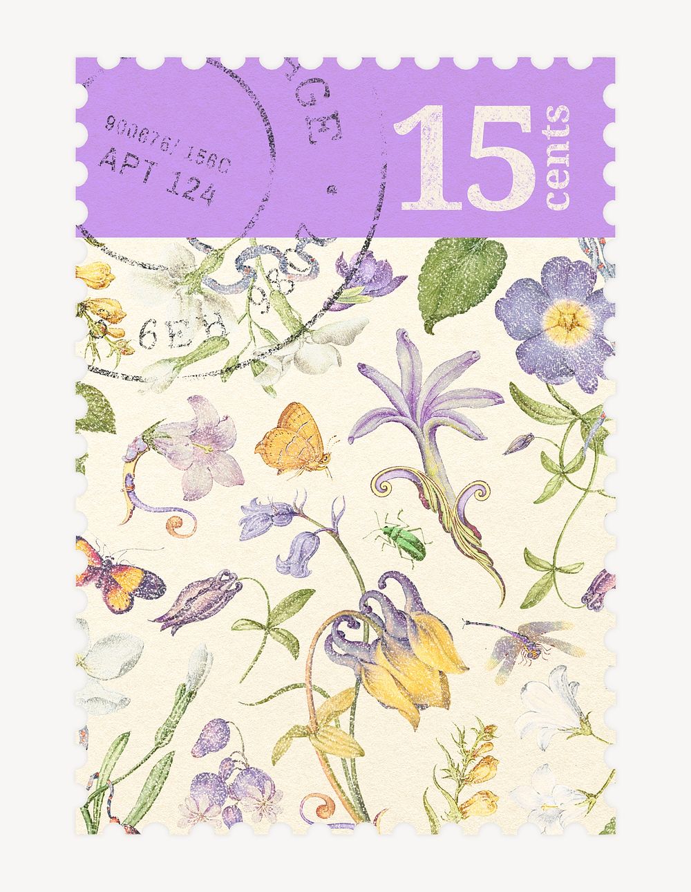 Spring flower postage stamp illustration