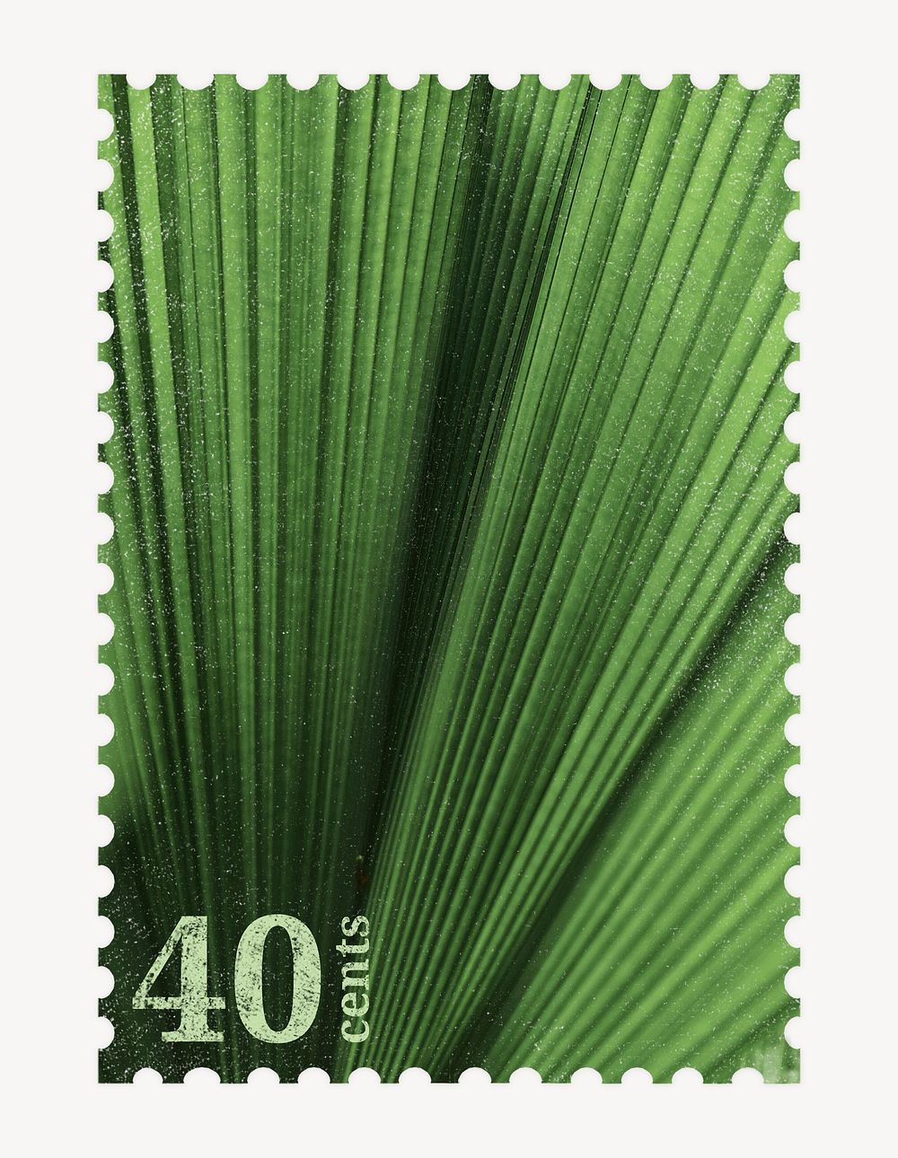 Aesthetic palm leaf postage stamp, ephemera botanical collage element psd