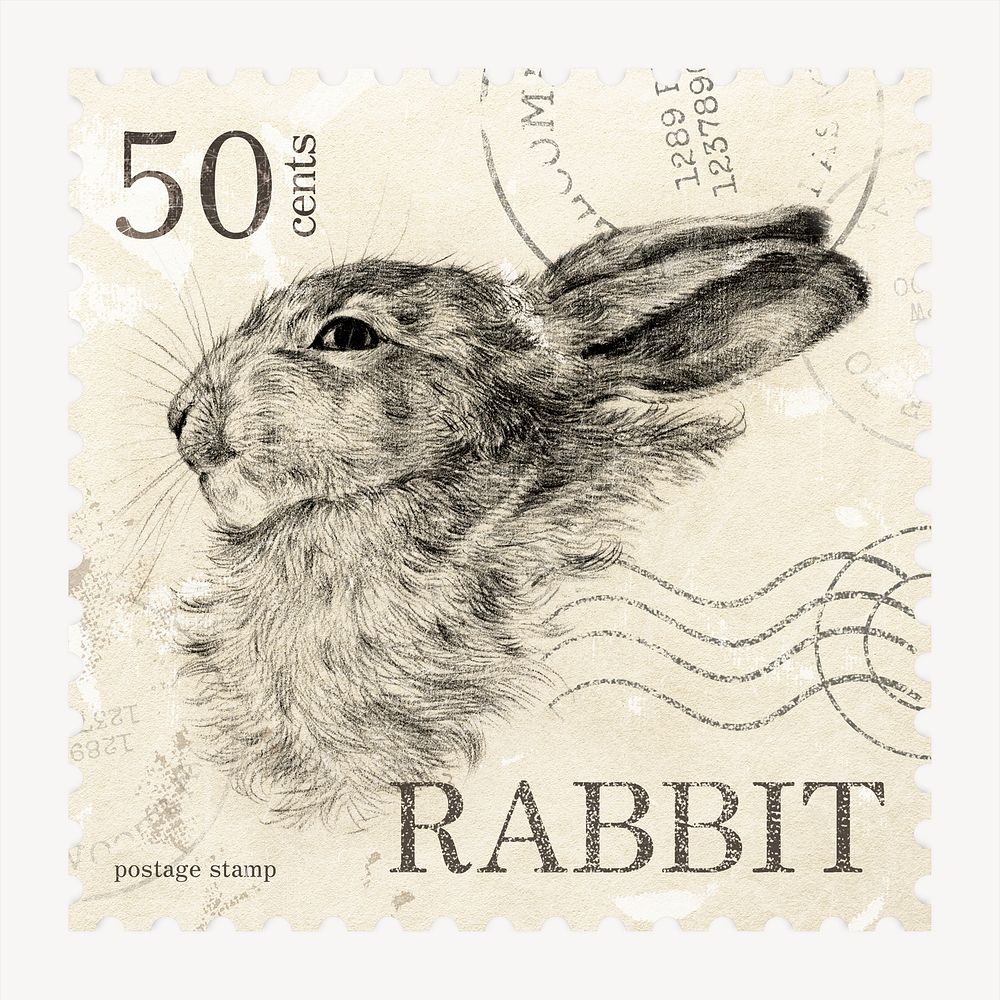 Rabbit postage stamp, animal graphic image