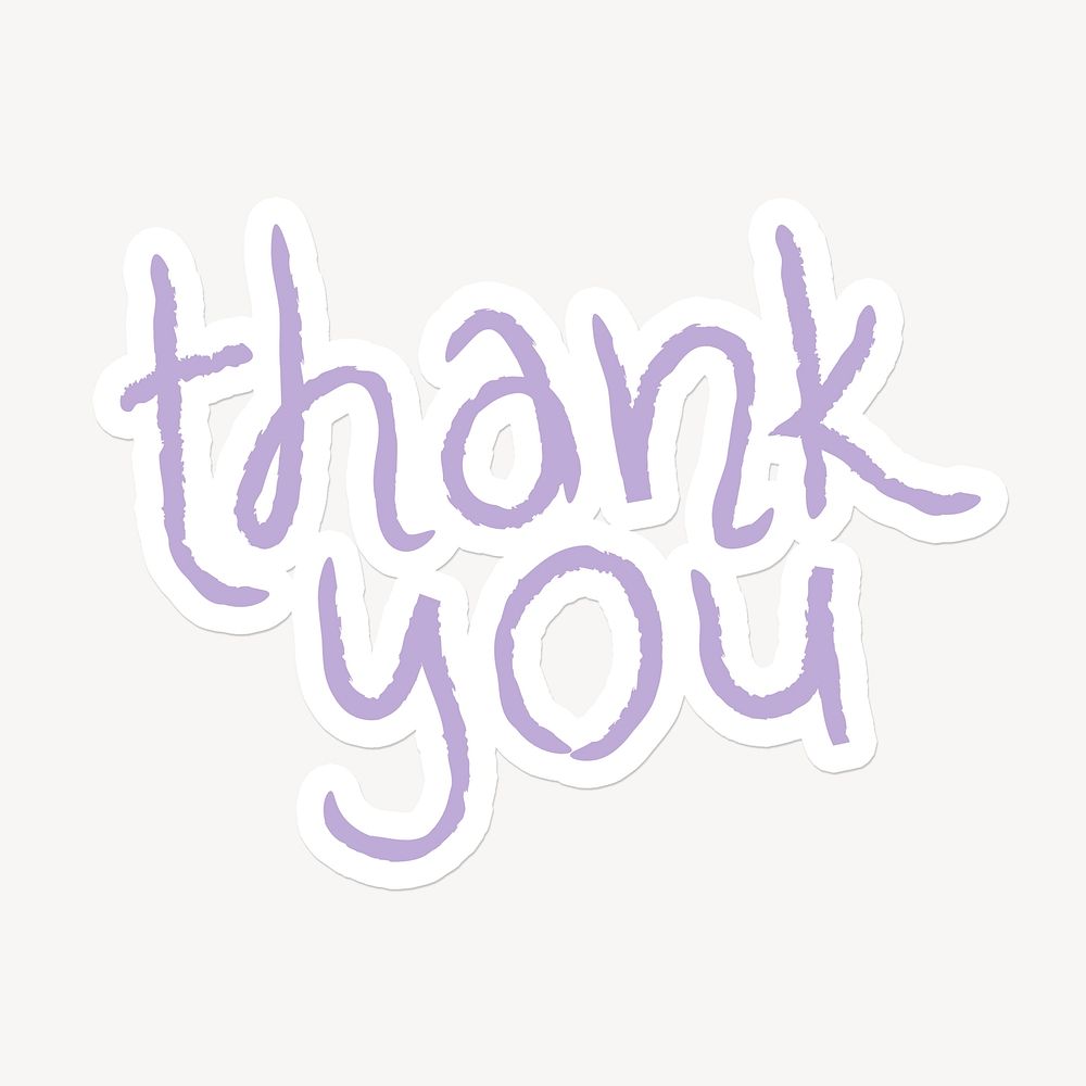 Thank you word sticker typography