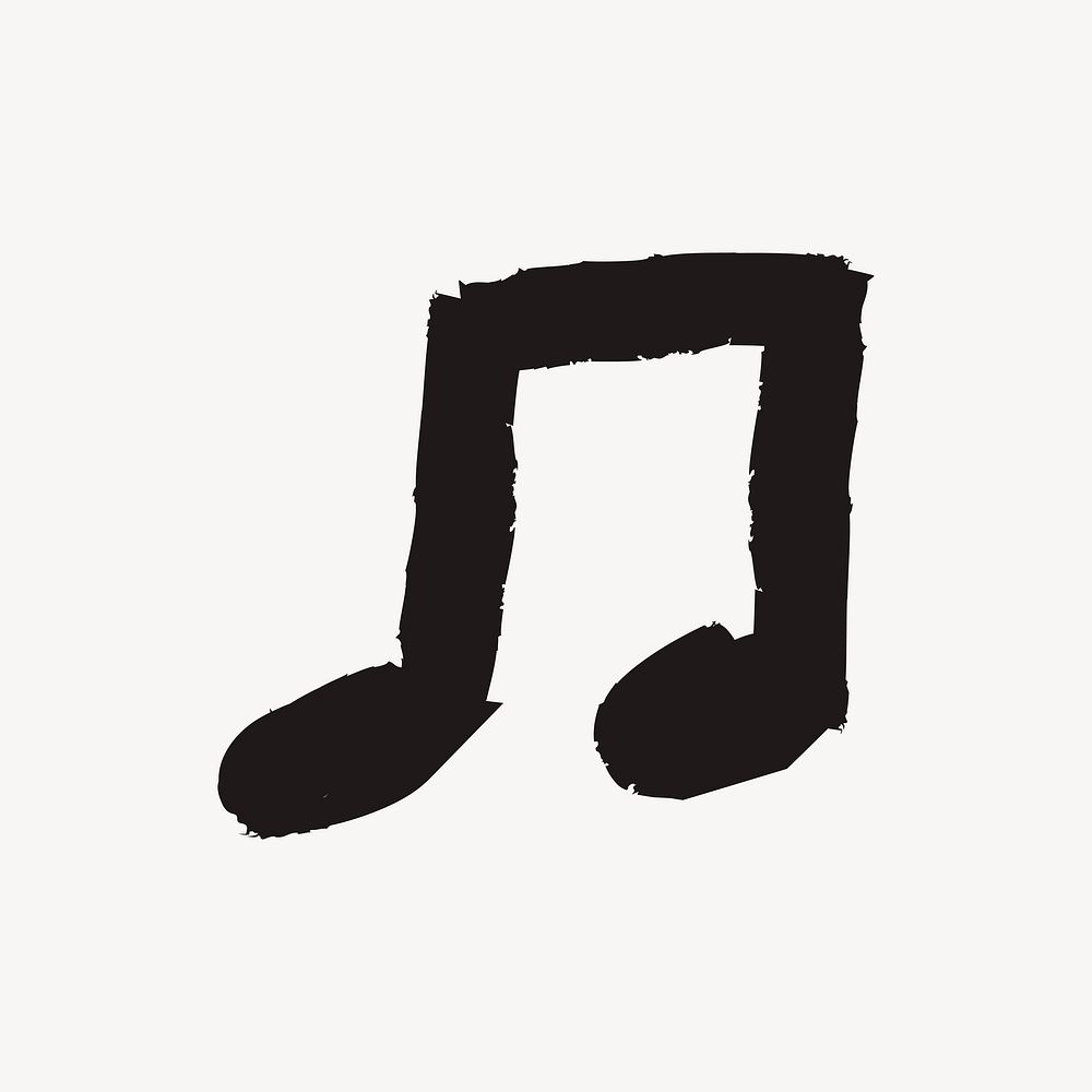 Musical note sticker, black doodle vector
