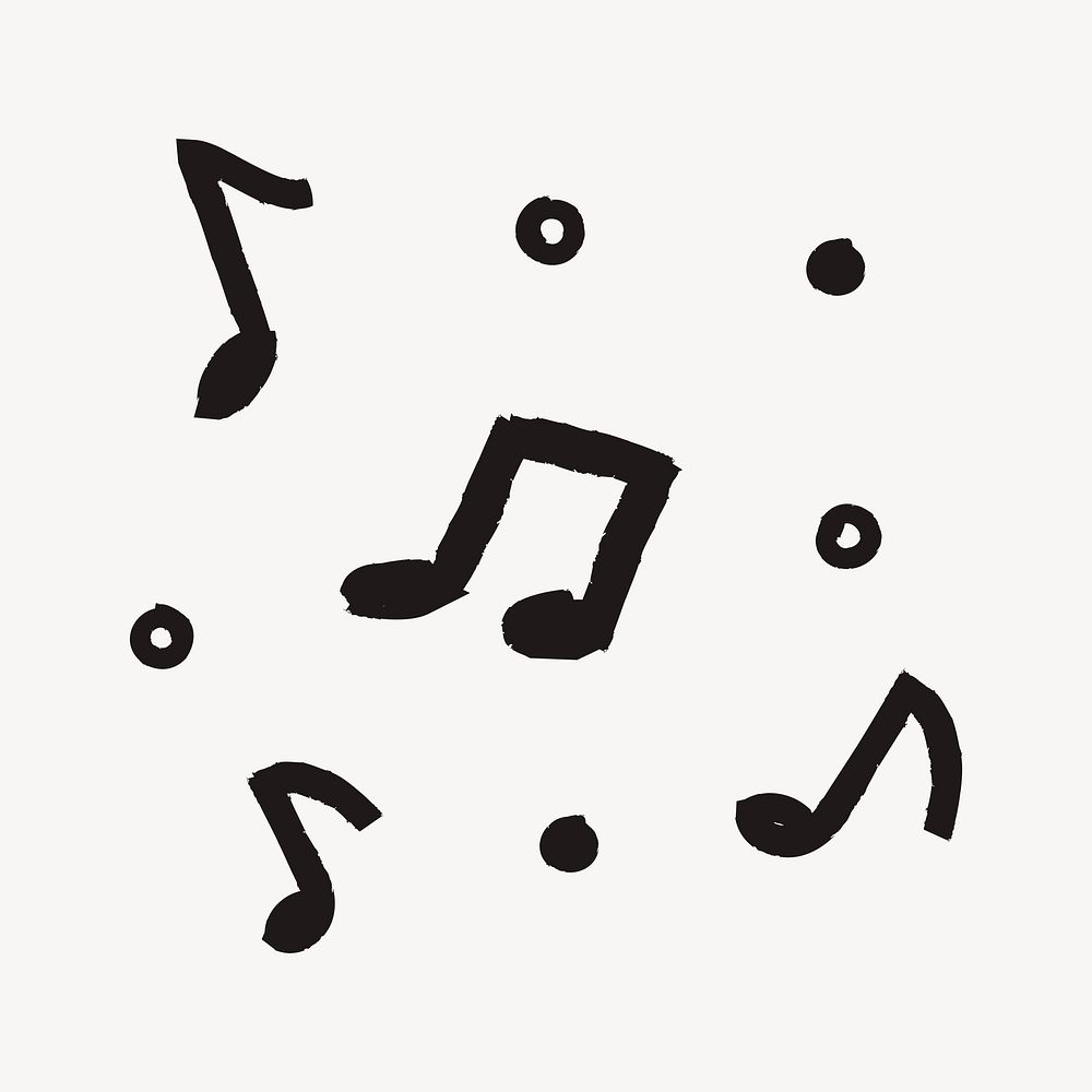 Musical notes sticker, black doodle psd