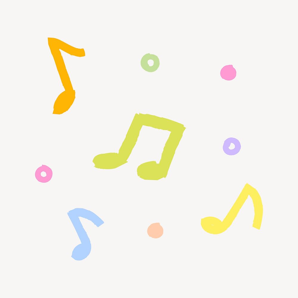 Colorful musical notes doodle sticker vector