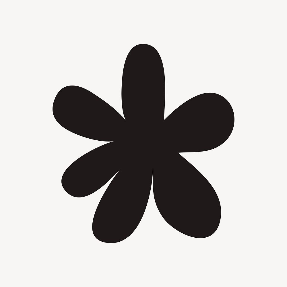 Black flower sticker, cute shape vector