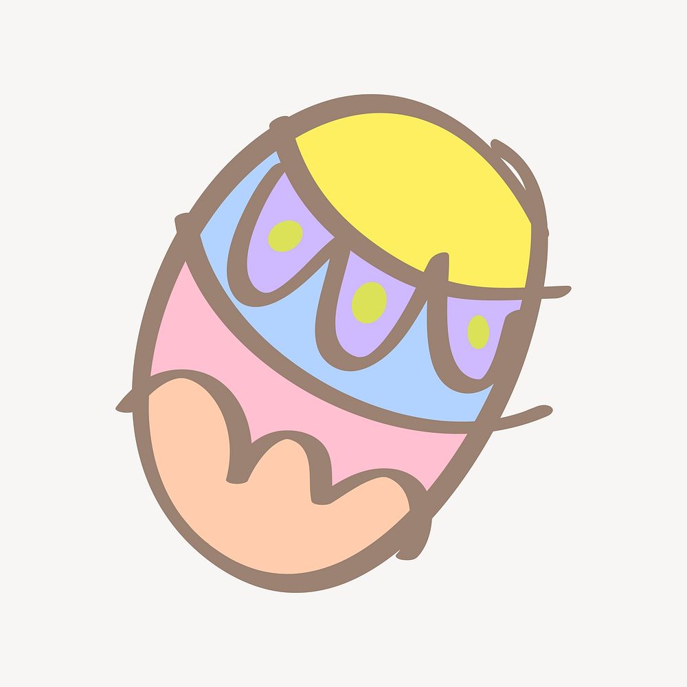 Easter egg sticker, festive doodle vector