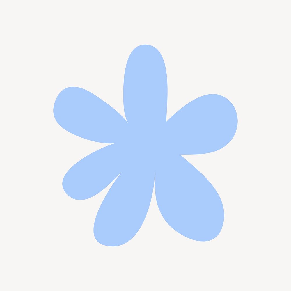 Blue flower sticker, cute shape psd