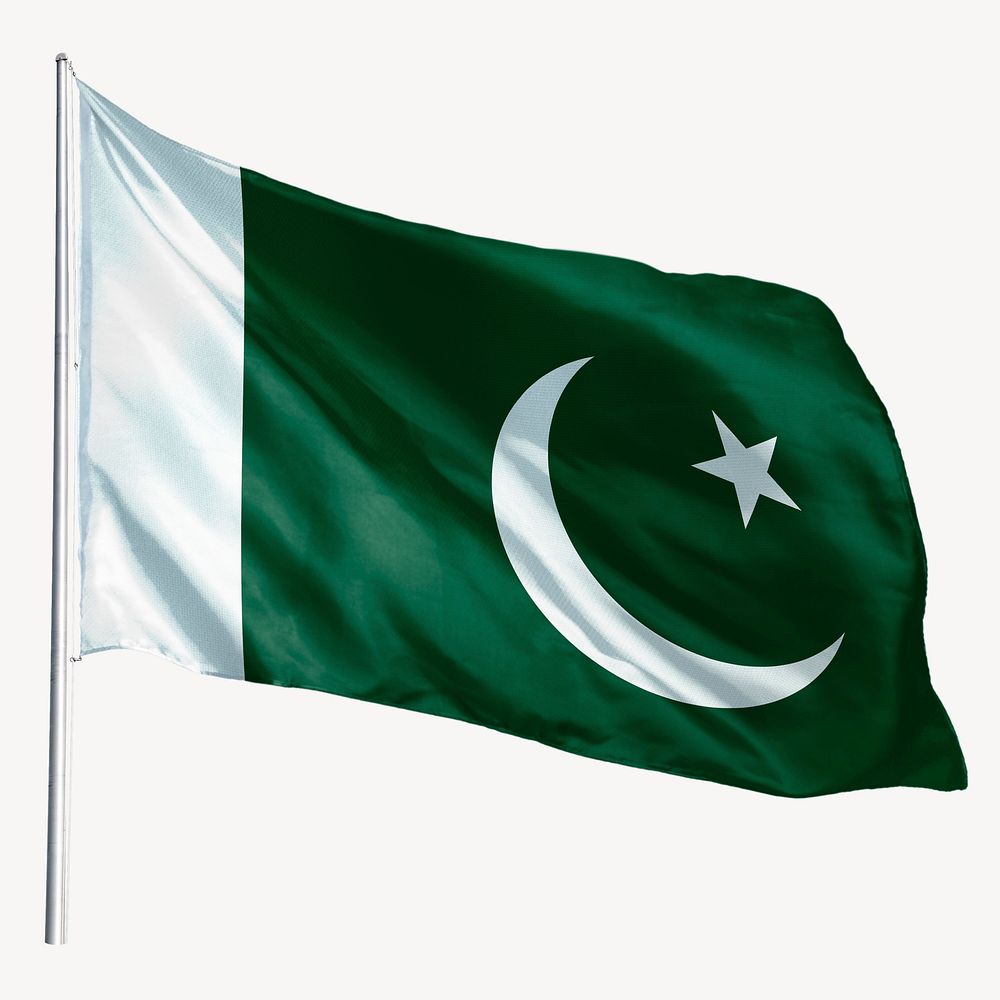 Waving Pakistan flag, national symbol graphic