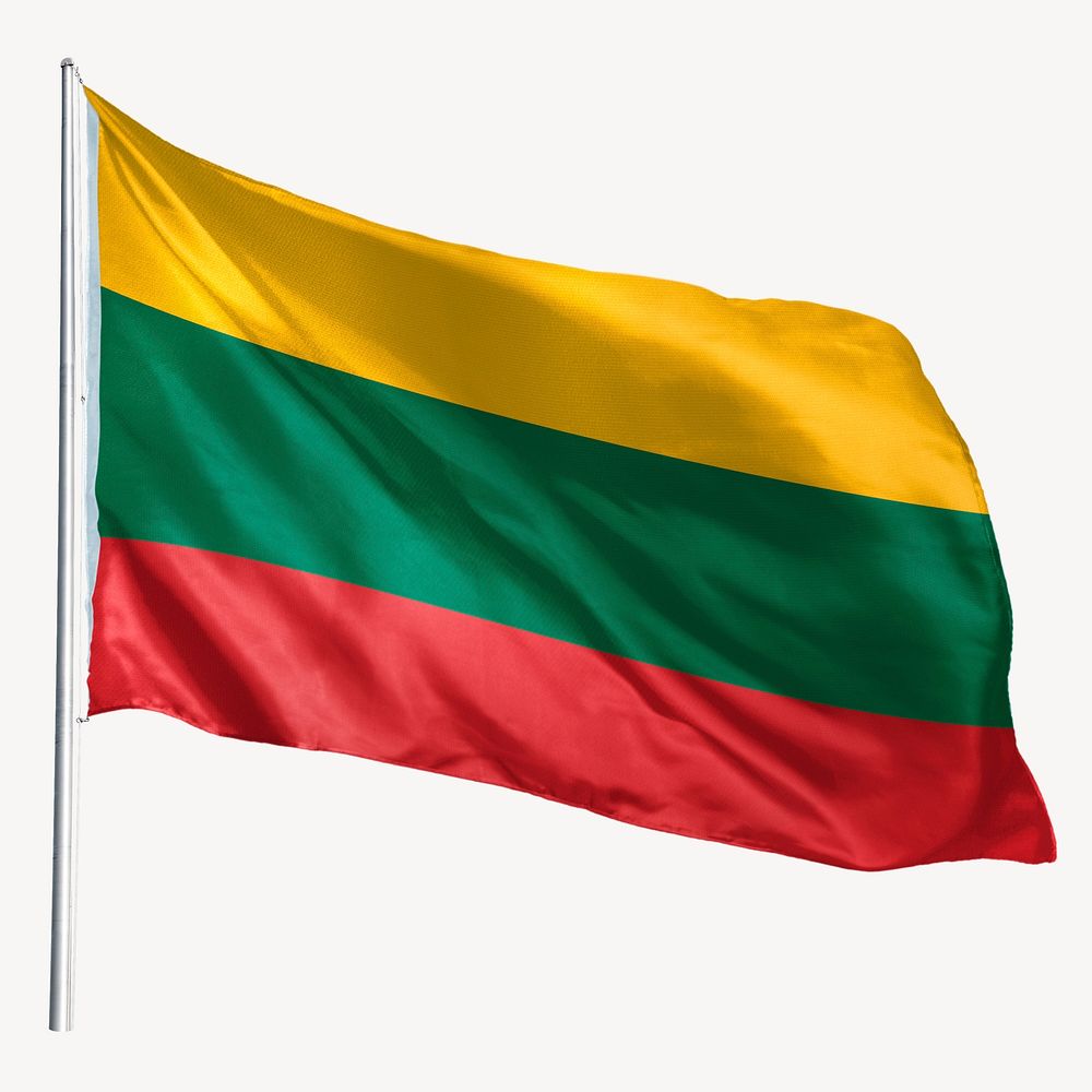 Waving Lithuania flag, national symbol graphic