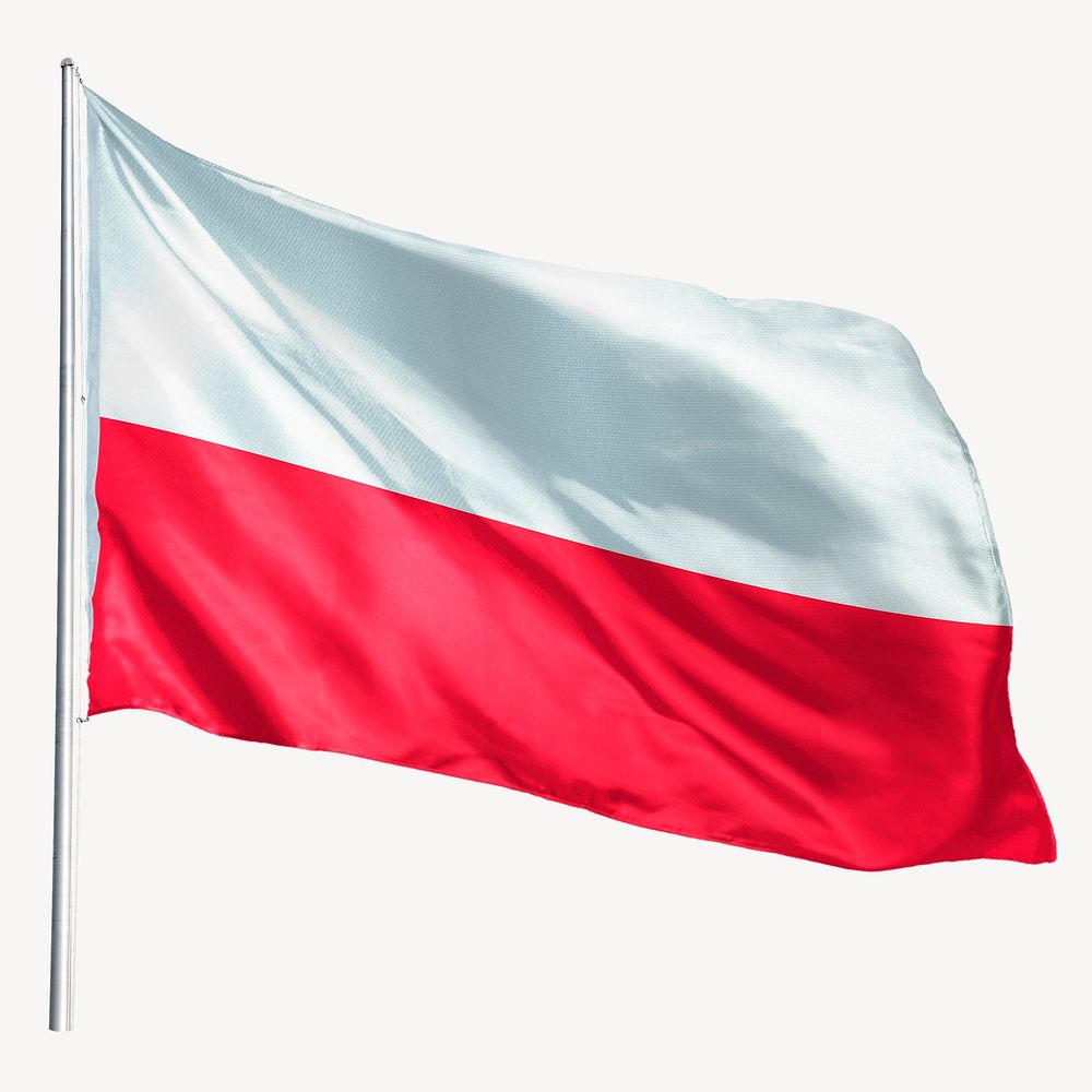 Waving Poland flag, national symbol graphic