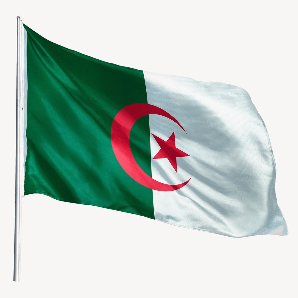 Waving Algeria flag, national symbol graphic