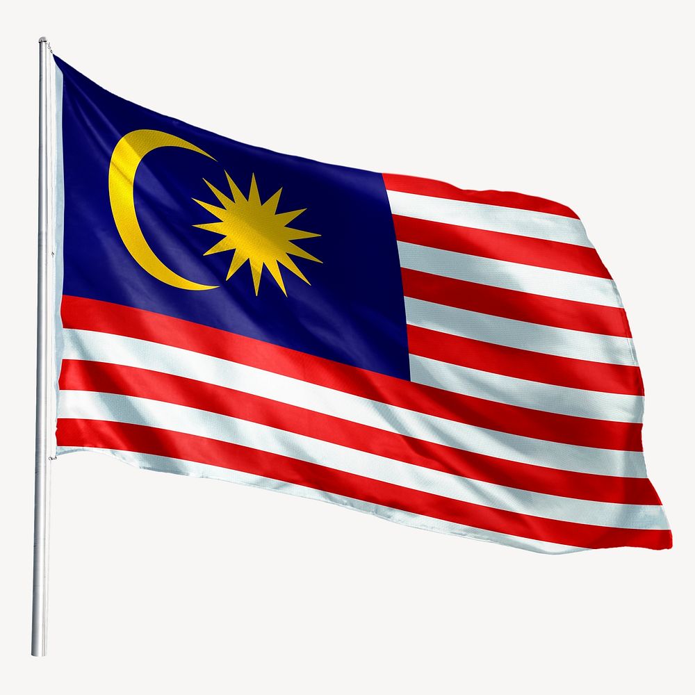 Waving Malaysia flag, national symbol graphic
