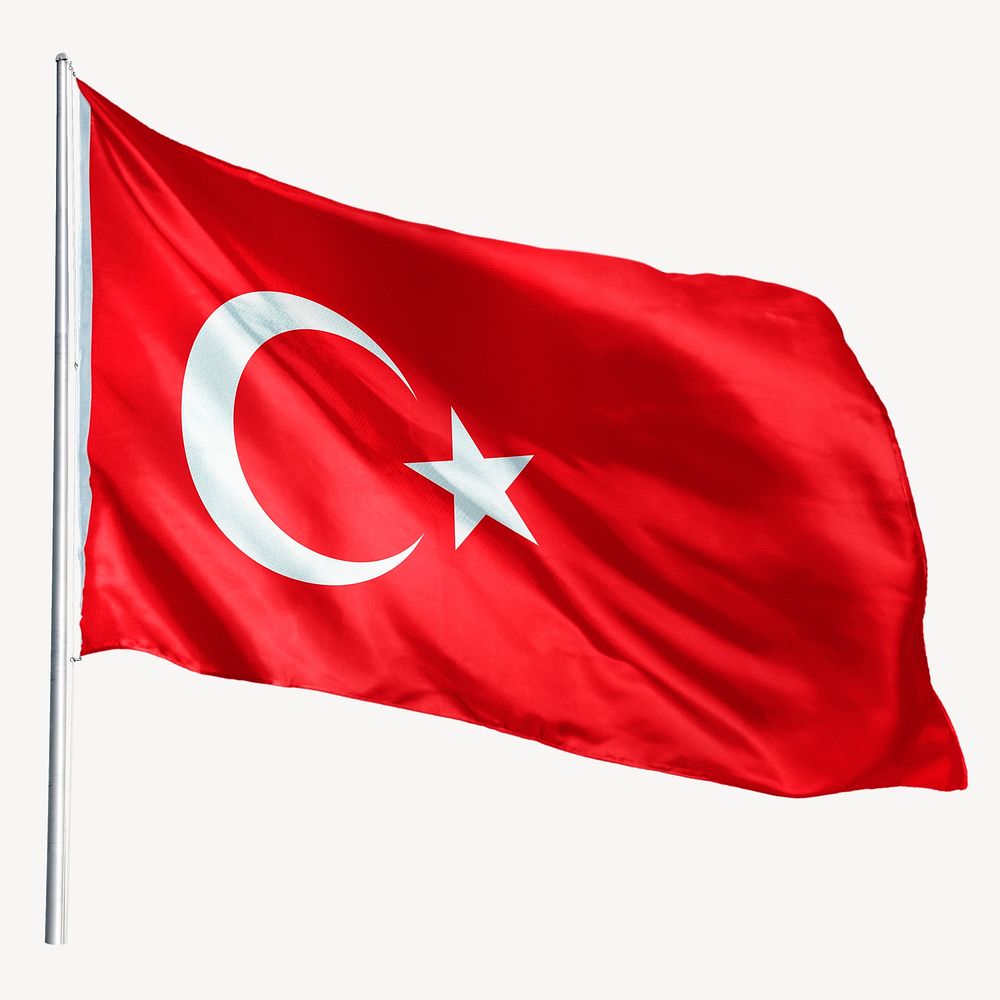 Waving Turkey flag, national symbol graphic
