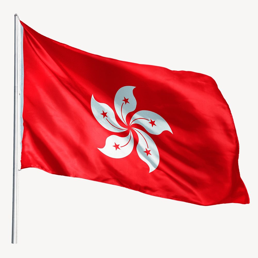 Waving Hong Kong flag, national symbol graphic