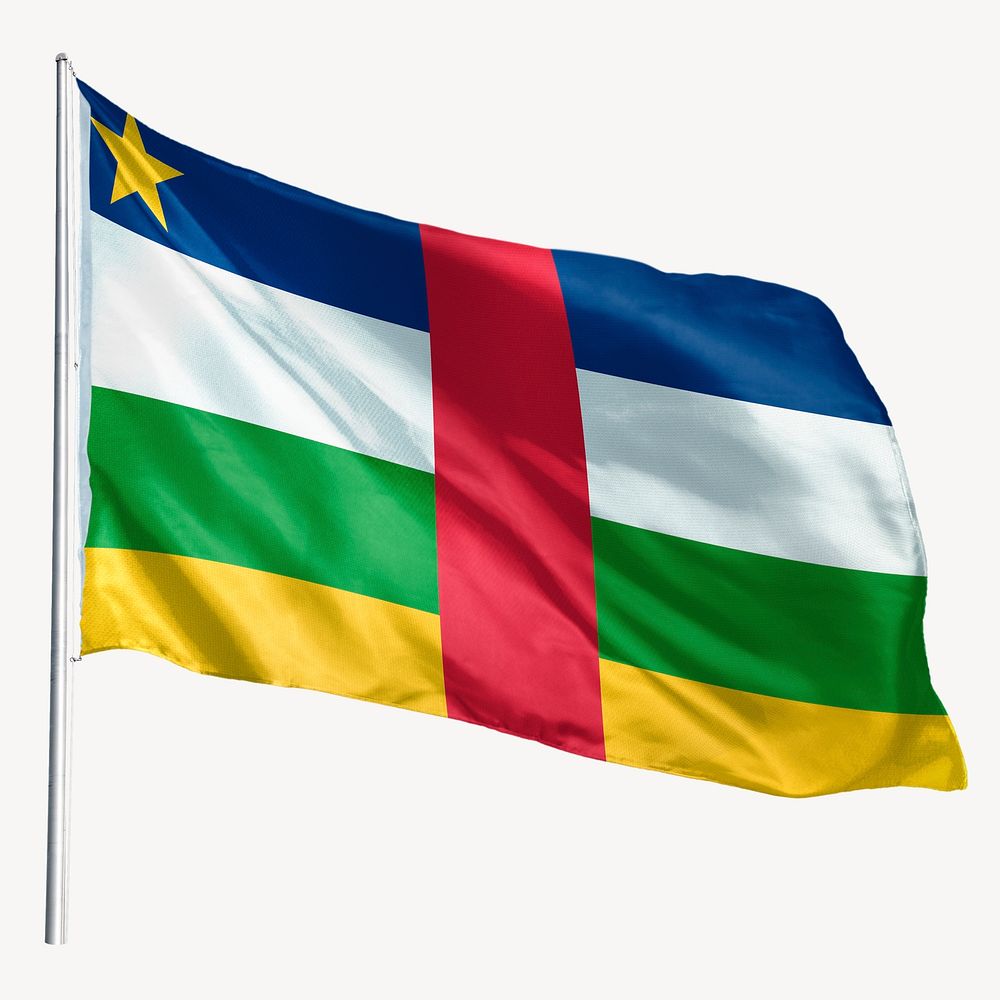 Waving Central African Republic flag, national symbol graphic