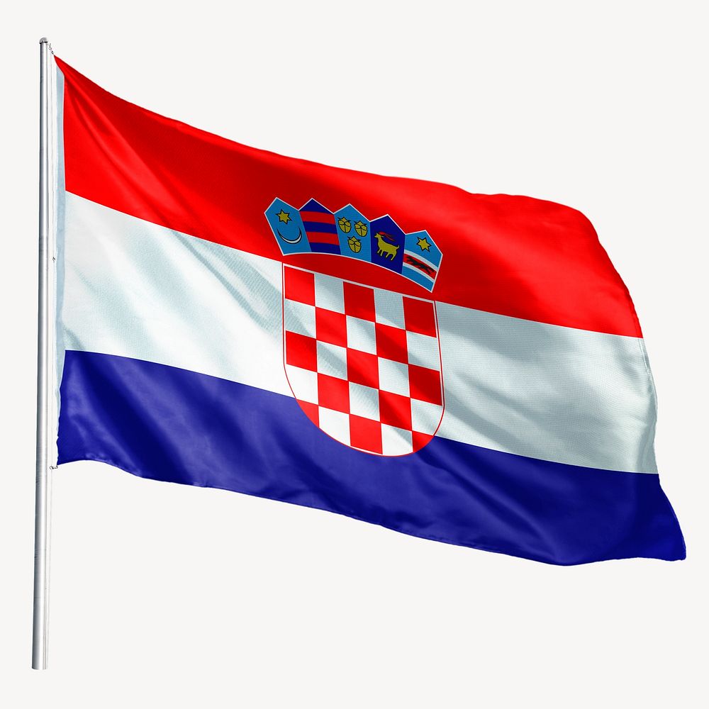 Waving Croatia flag, national symbol graphic