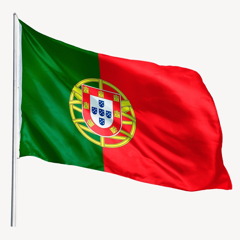 Waving Portugal flag, national symbol graphic