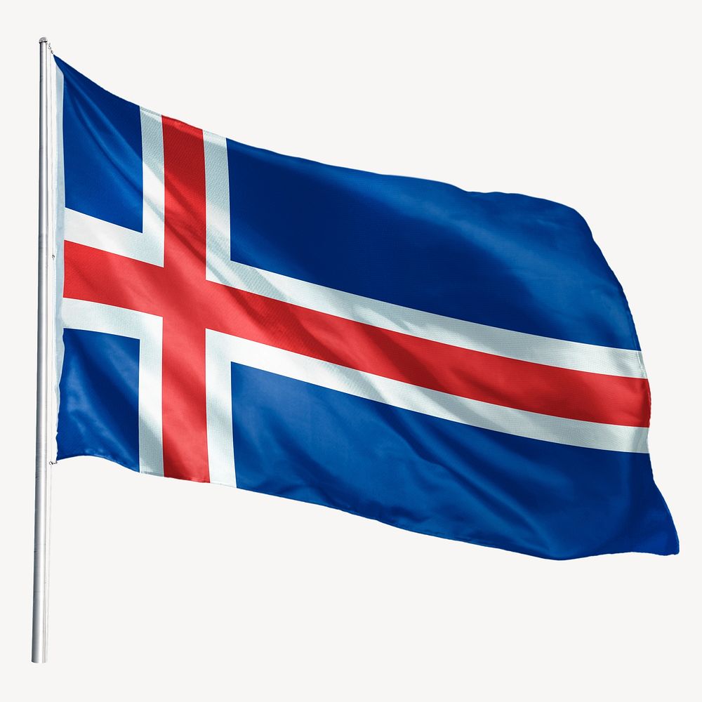 Waving Iceland flag, national symbol graphic