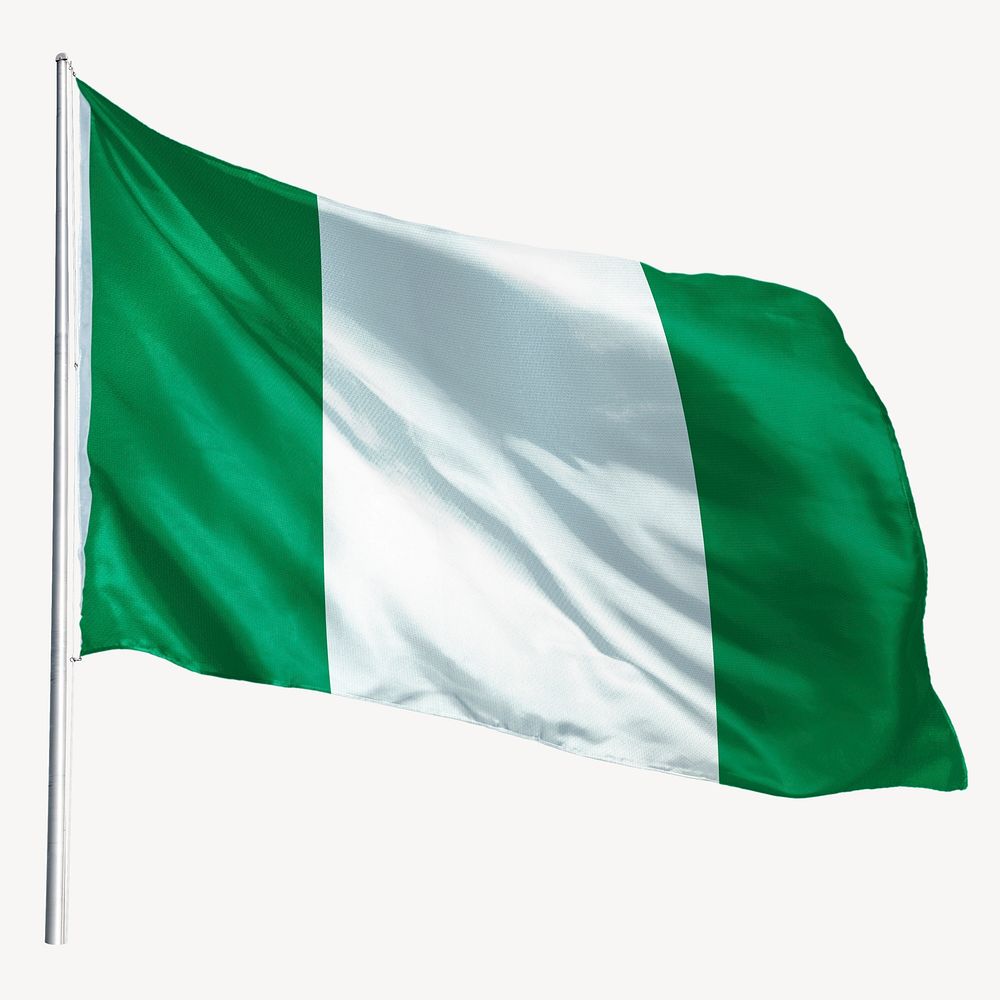 Waving Nigerian flag, national symbol graphic