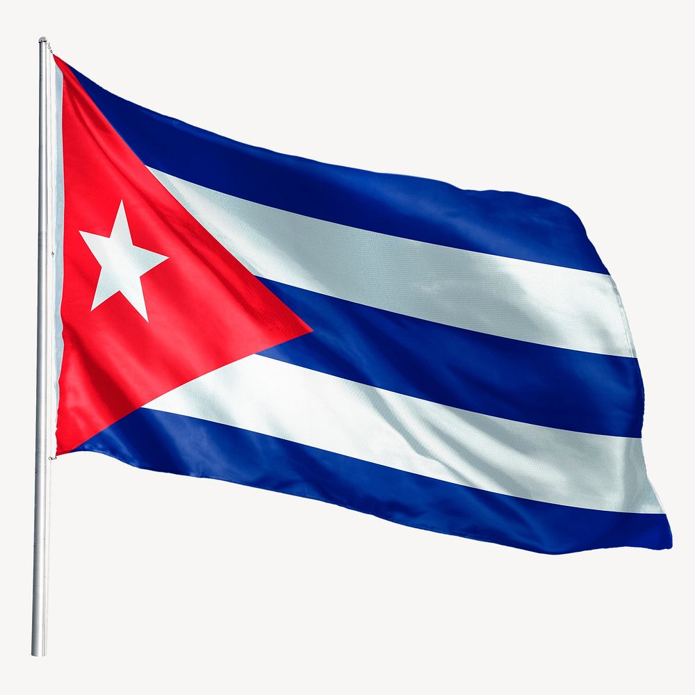 Waving Cuban flag, national symbol graphic