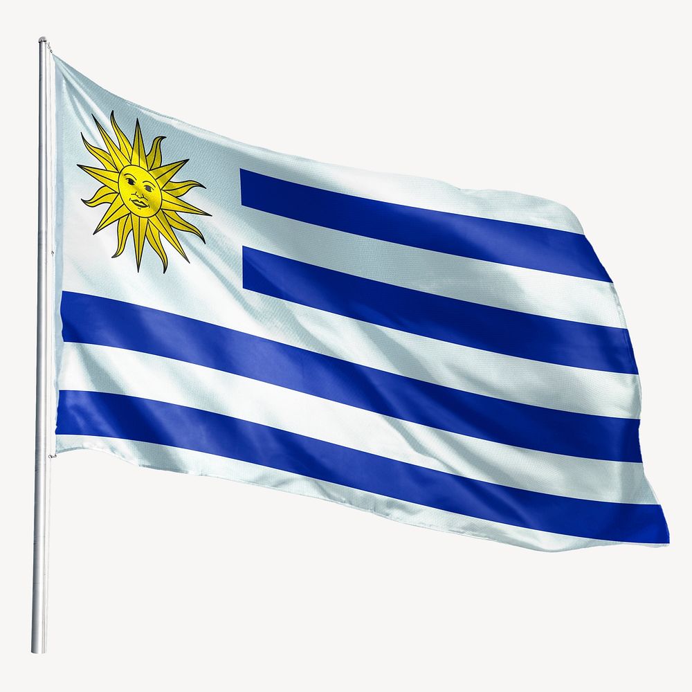 Waving Uruguay flag, national symbol graphic