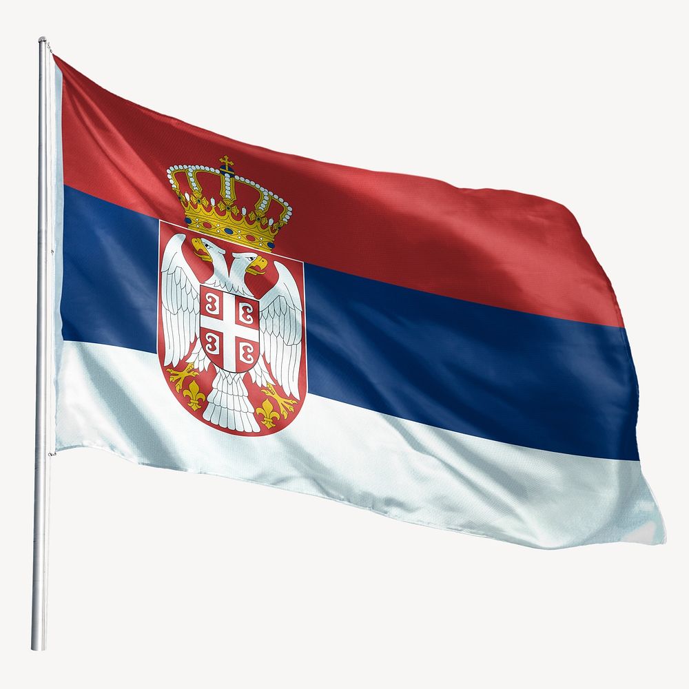 Waving Serbia flag, national symbol graphic